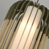 Basswood Japanese Lantern Pendant Light Minimalist Wood Fabric Shade LED Chandelier for Home Decor