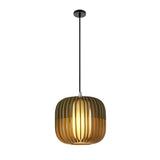 Basswood Japanese Lantern Pendant Light Minimalist Wood Fabric Shade LED Chandelier for Home Decor