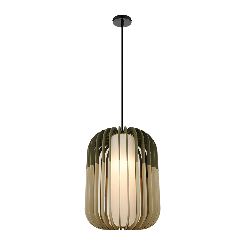 Basswood Japanese Lantern Pendant Light Minimalist Wood Fabric Shade LED Chandelier for Home Decor