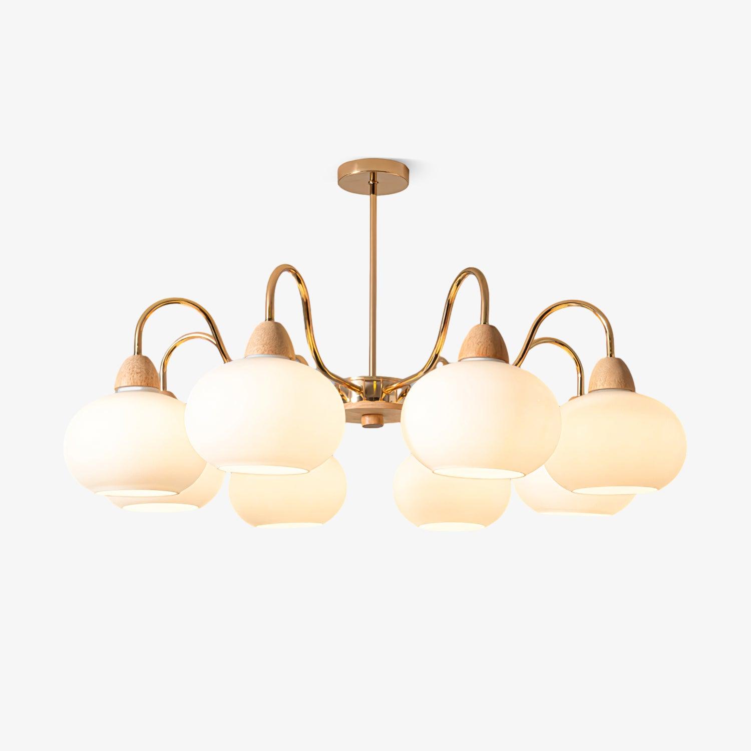 Bauhaus Cream Glass Persimmon Chandelier Mid Century Modern Hanging Pendant Light