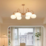 Bauhaus Cream Glass Persimmon Chandelier Mid Century Modern Hanging Pendant Light