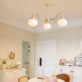 Bauhaus Cream Glass Persimmon Chandelier Mid Century Modern Hanging Pendant Light