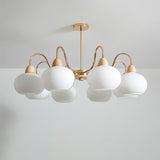 Bauhaus Cream Glass Persimmon Chandelier Mid Century Modern Hanging Pendant Light