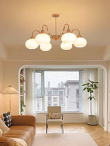 Bauhaus Cream Glass Persimmon Chandelier Mid Century Modern Hanging Pendant Light