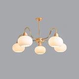 Bauhaus Cream Glass Persimmon Chandelier Mid Century Modern Hanging Pendant Light