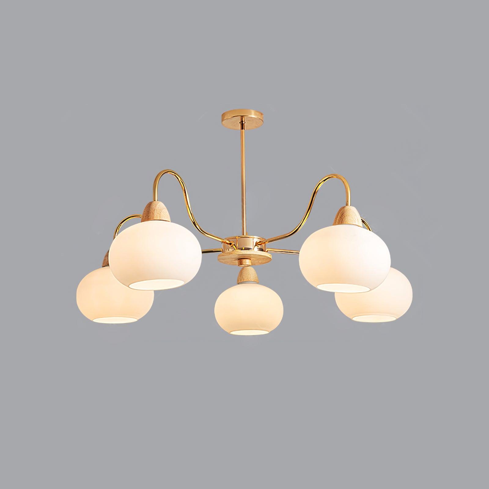 Bauhaus Cream Glass Persimmon Chandelier Mid Century Modern Hanging Pendant Light