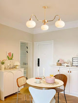 Bauhaus Cream Glass Persimmon Chandelier Mid Century Modern Hanging Pendant Light
