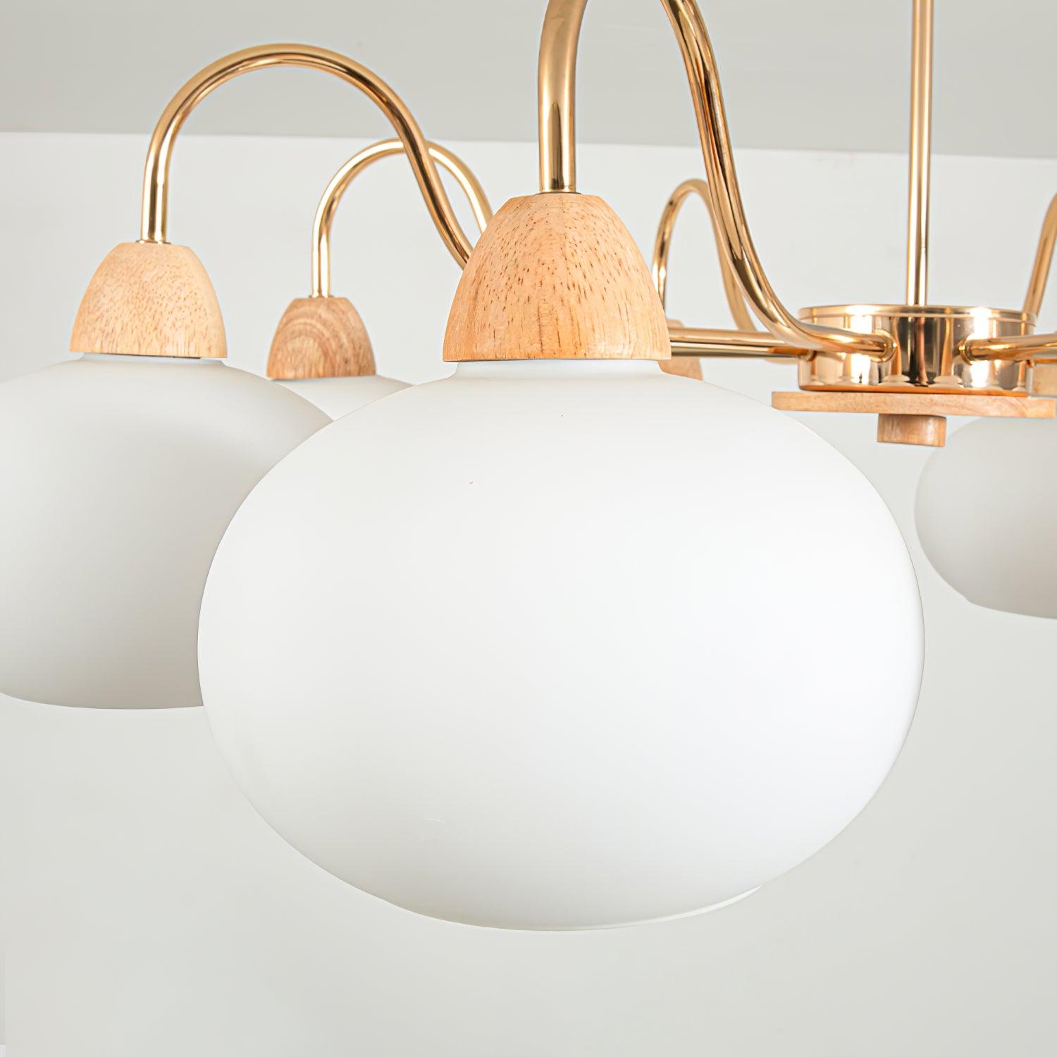 Bauhaus Cream Glass Persimmon Chandelier Mid Century Modern Hanging Pendant Light