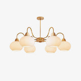 Bauhaus Cream Glass Persimmon Chandelier Mid Century Modern Hanging Pendant Light