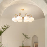 Bauhaus Cream Glass Persimmon Chandelier Mid Century Modern Hanging Pendant Light