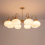 Bauhaus Cream Glass Persimmon Chandelier Mid Century Modern Hanging Pendant Light