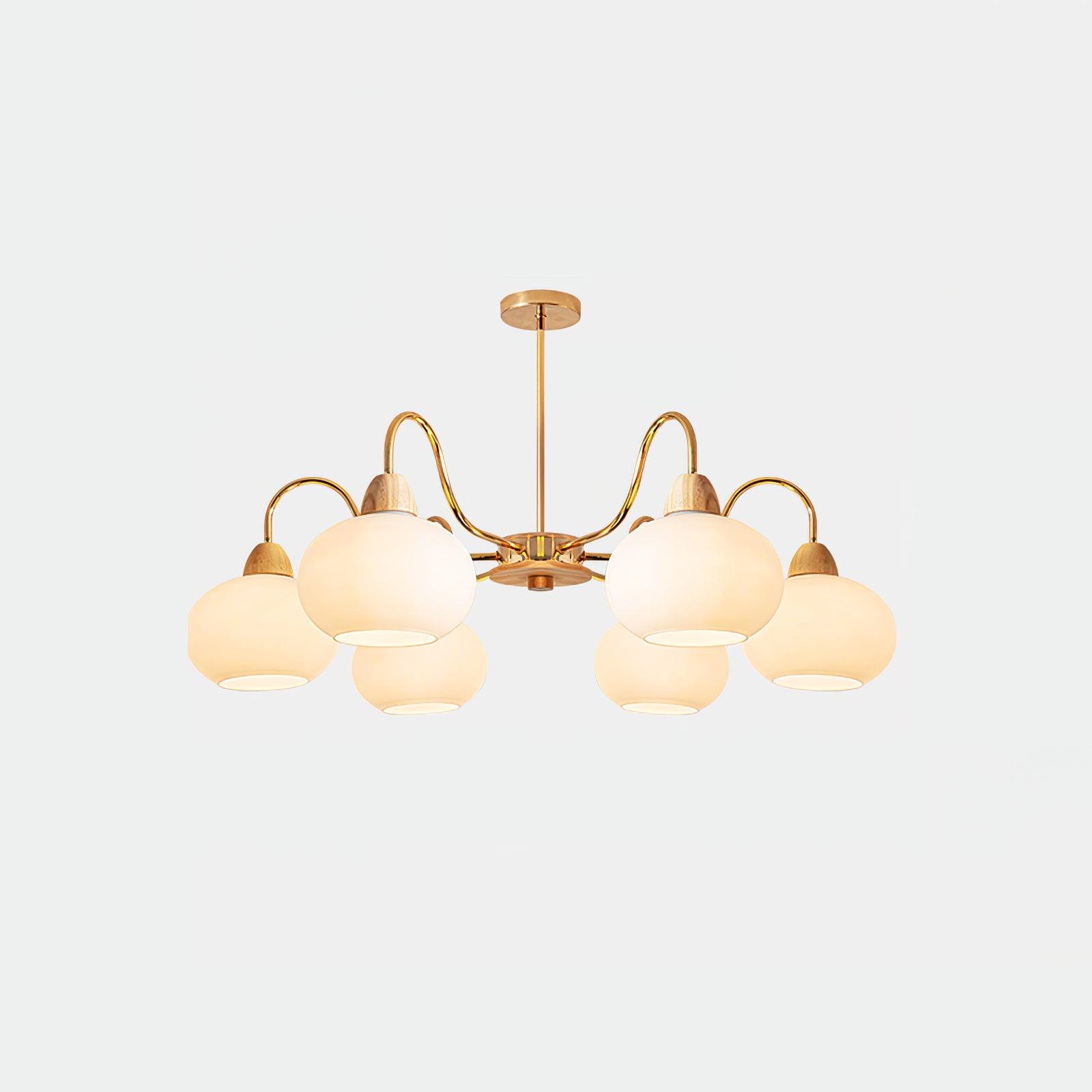 Bauhaus Cream Glass Persimmon Chandelier Mid Century Modern Hanging Pendant Light