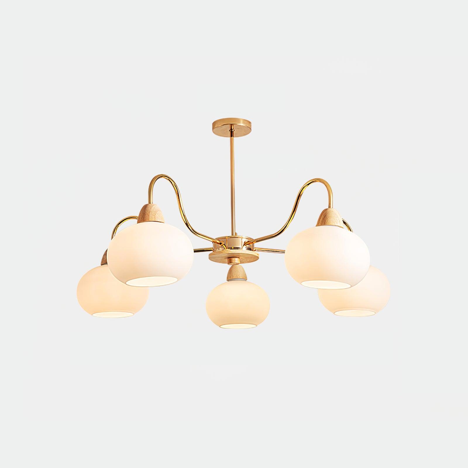 Bauhaus Cream Glass Persimmon Chandelier Mid Century Modern Hanging Pendant Light