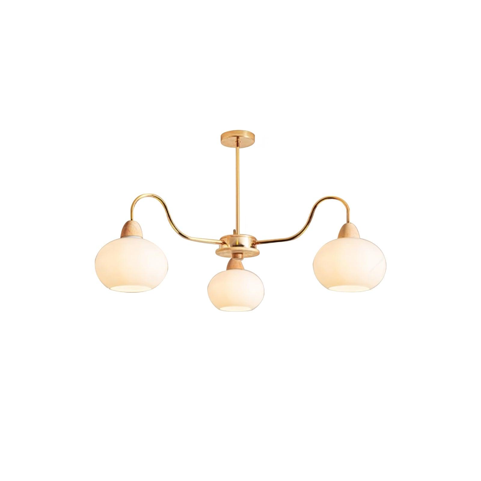 Bauhaus Cream Glass Persimmon Chandelier Mid Century Modern Hanging Pendant Light