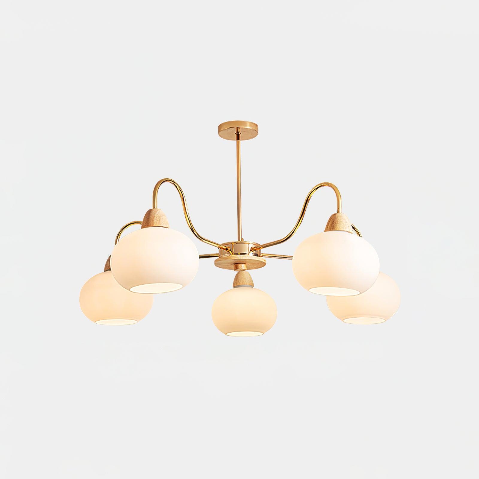 Bauhaus Cream Glass Persimmon Chandelier Mid Century Modern Hanging Pendant Light