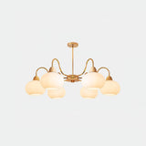 Bauhaus Cream Glass Persimmon Chandelier Mid Century Modern Hanging Pendant Light