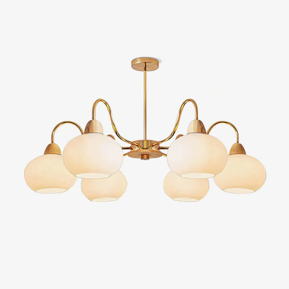 Bauhaus Cream Glass Persimmon Chandelier Mid Century Modern Hanging Pendant Light