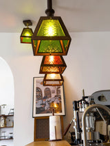 Begonia Glass and Solid Walnut Wood Geometric Pendant Light for Modern Interior Decor
