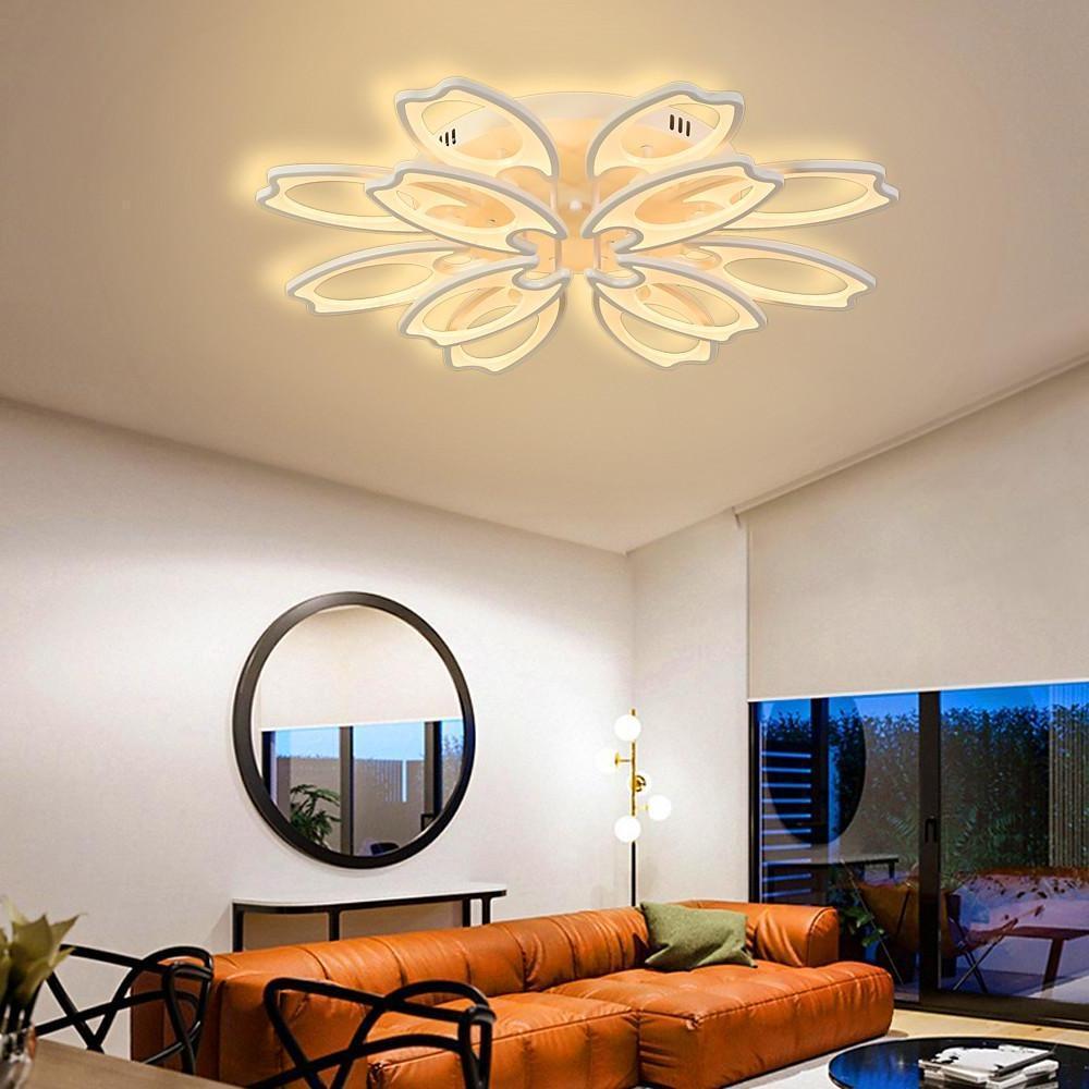 Modern Flower Petal LED Flush Mount Ceiling Light Dimmable White Petal Design Fixture