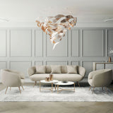 Bennett Modern Layered Crown Chandelier with Integrated LED and Glass Shades for Living Room