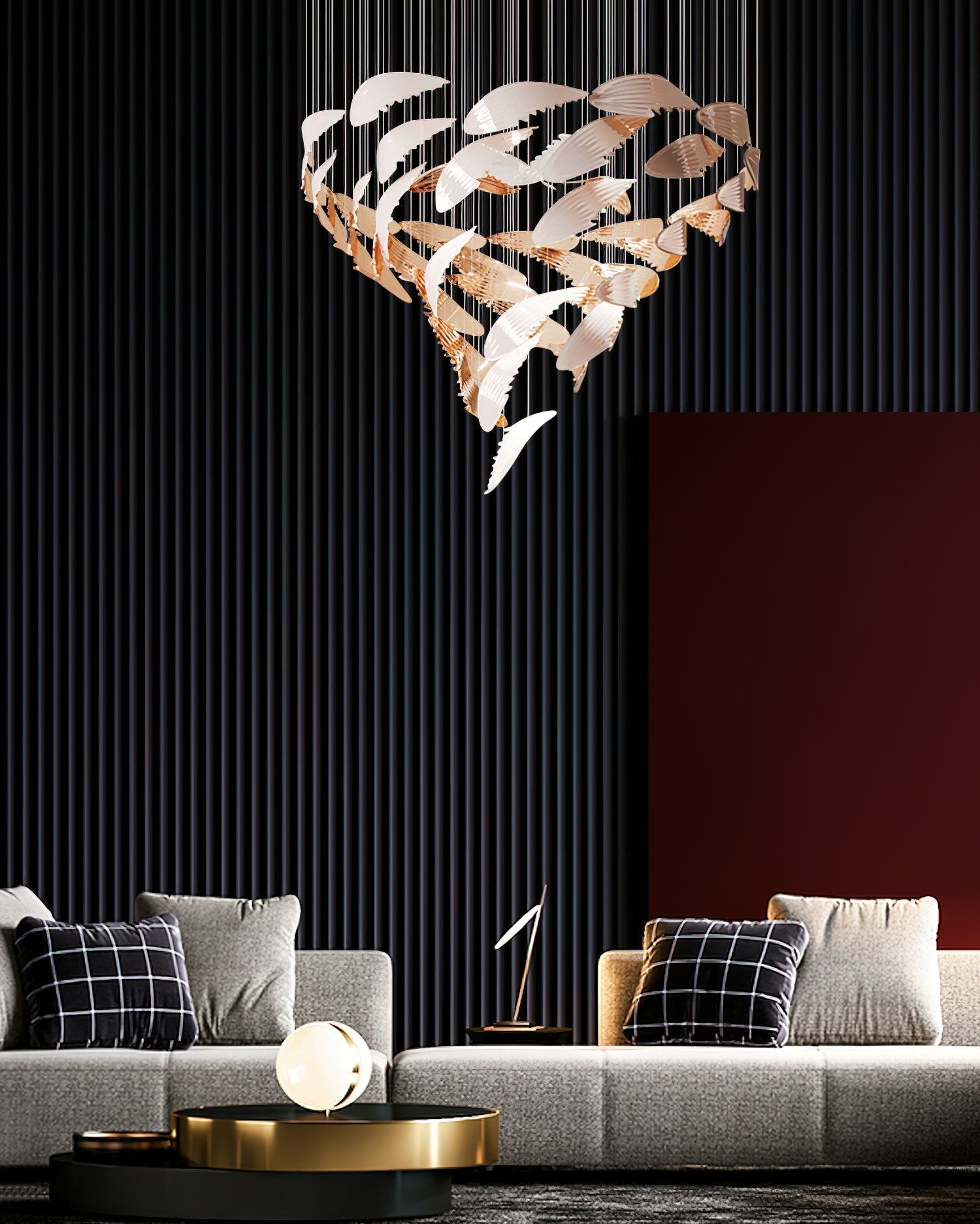 Bennett Modern Layered Crown Chandelier with Integrated LED and Glass Shades for Living Room