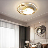 Modern 3 Ring LED Flush Mount Ceiling Light Artistic Metal Design Fixture in Matte Black