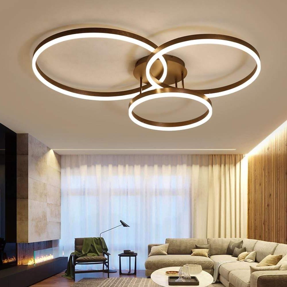 Modern 3 Ring Geometric LED Flush Mount Ceiling Light Minimalist Acrylic Living Room Fixture