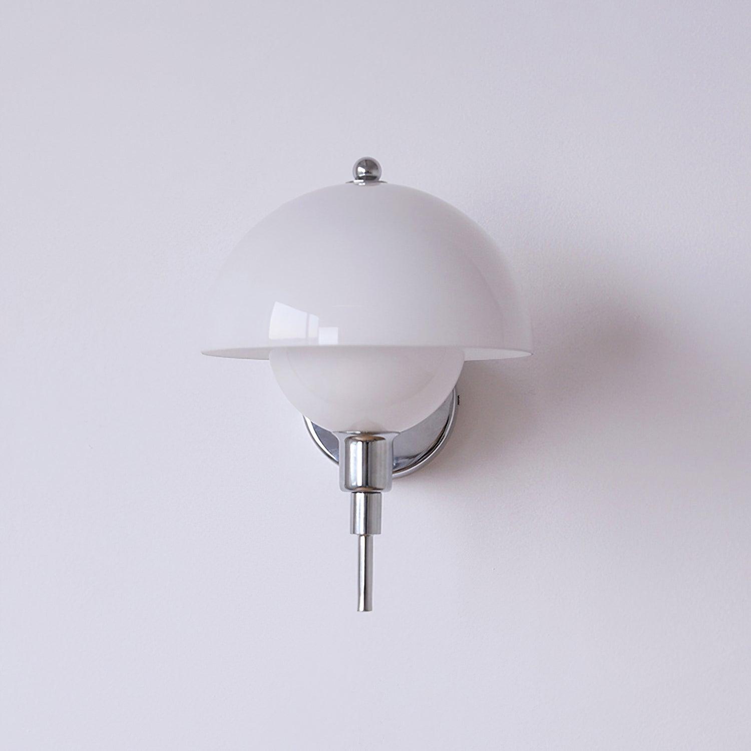 Bidle Modern Chrome Wall Sconce with White Glass Shade Set of Two Indoor Lighting Fixtures