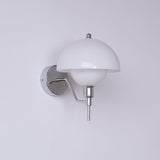Bidle Modern Chrome Wall Sconce with White Glass Shade Set of Two Indoor Lighting Fixtures
