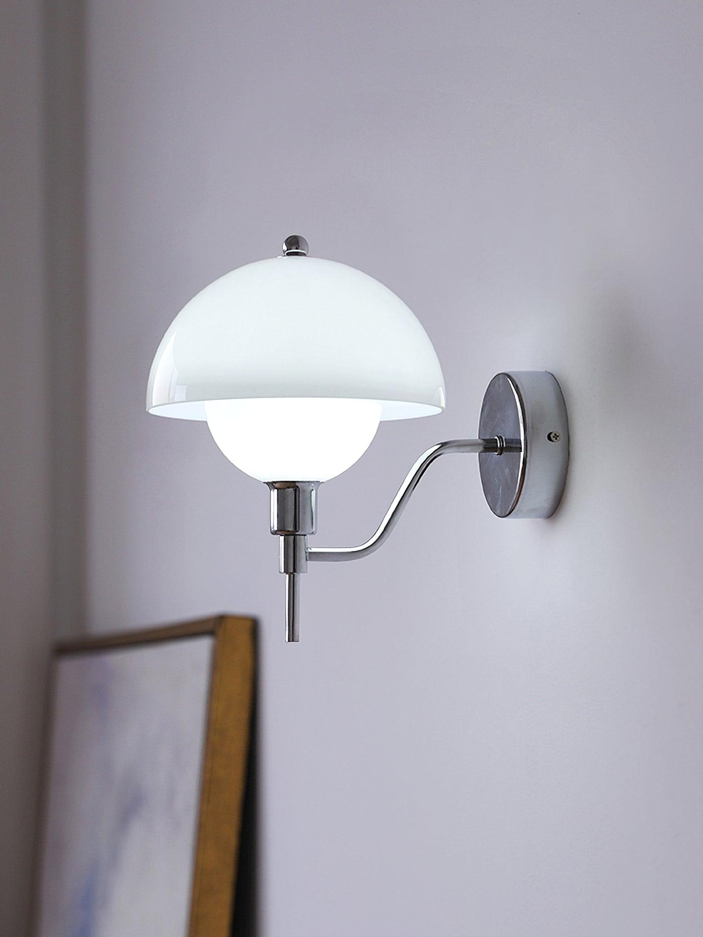 Bidle Modern Chrome Wall Sconce with White Glass Shade Set of Two Indoor Lighting Fixtures