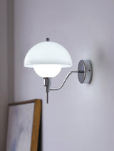 Bidle Modern Chrome Wall Sconce with White Glass Shade Set of Two Indoor Lighting Fixtures