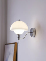 Bidle Modern Chrome Wall Sconce with White Glass Shade Set of Two Indoor Lighting Fixtures