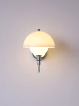 Bidle Modern Chrome Wall Sconce with White Glass Shade Set of Two Indoor Lighting Fixtures
