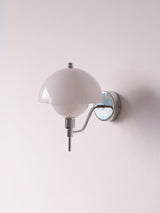 Bidle Modern Chrome Wall Sconce with White Glass Shade Set of Two Indoor Lighting Fixtures