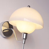 Bidle Modern Chrome Wall Sconce with White Glass Shade Set of Two Indoor Lighting Fixtures