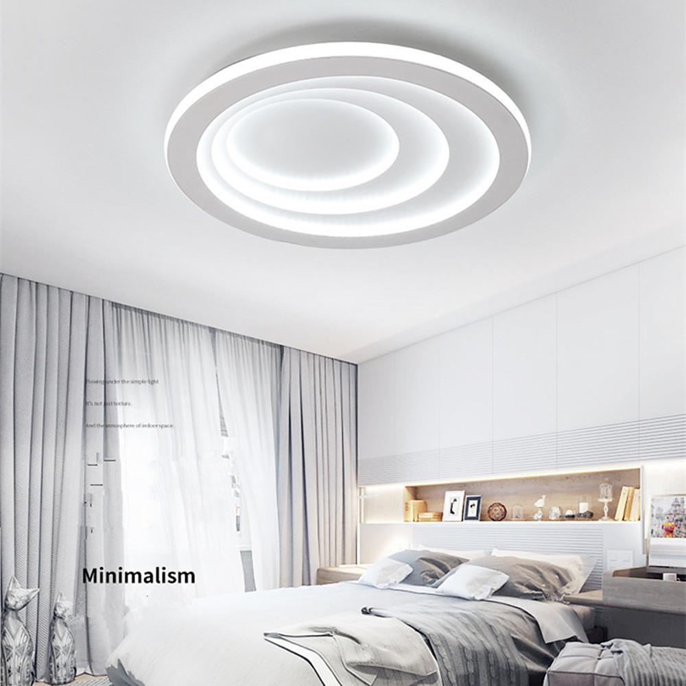 Modern Geometric LED Flush Mount Ceiling Light with Four Graduated Circles for Bedroom