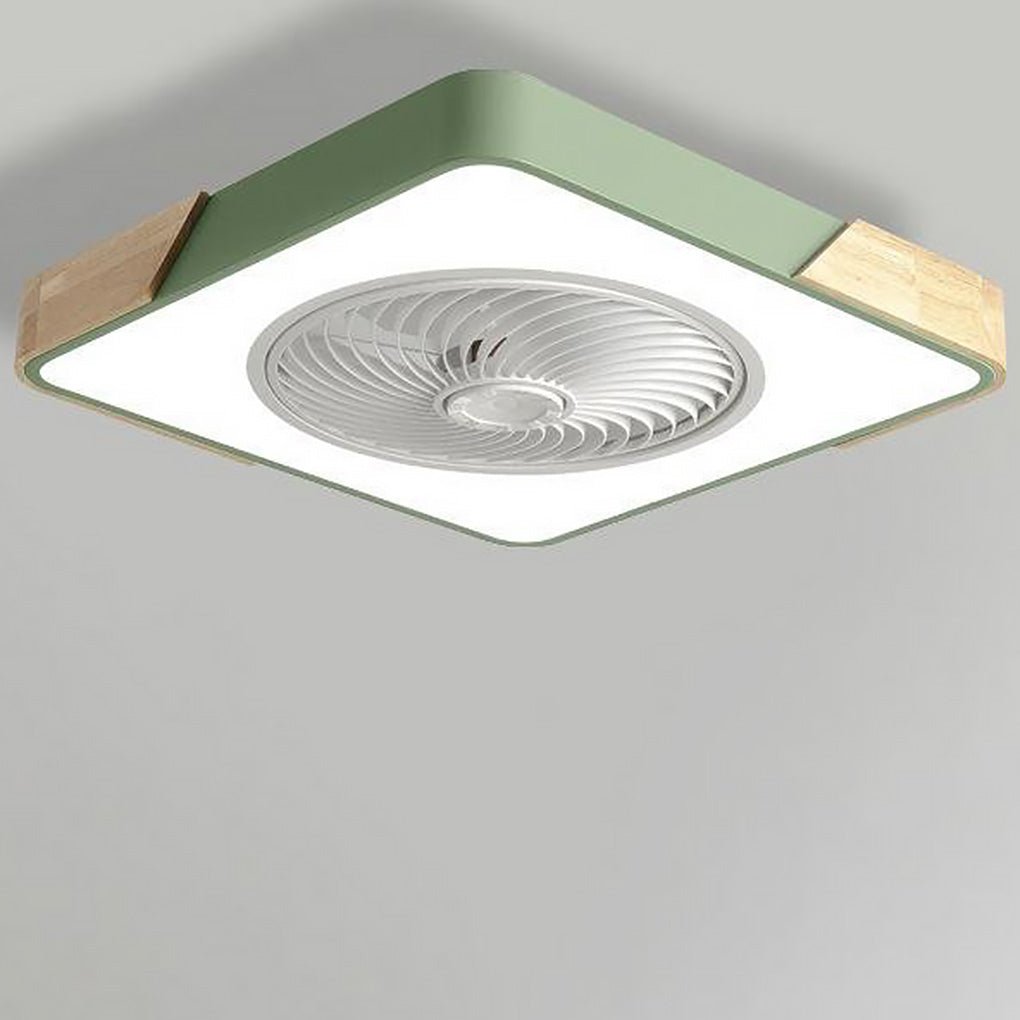 Modern Flush Mount Bladeless Ceiling Fan with Integrated LED Light and Remote Control