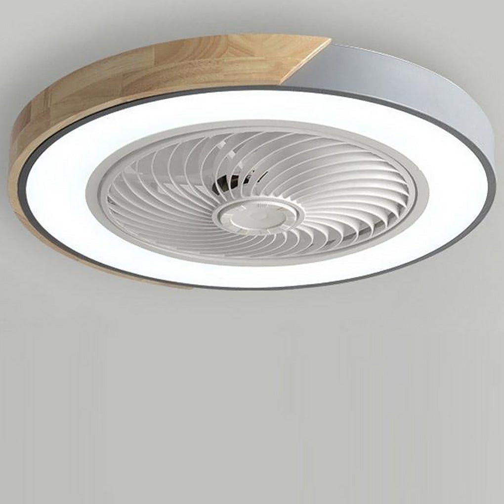 Modern Flush Mount Bladeless Ceiling Fan with Integrated LED Light and Remote Control