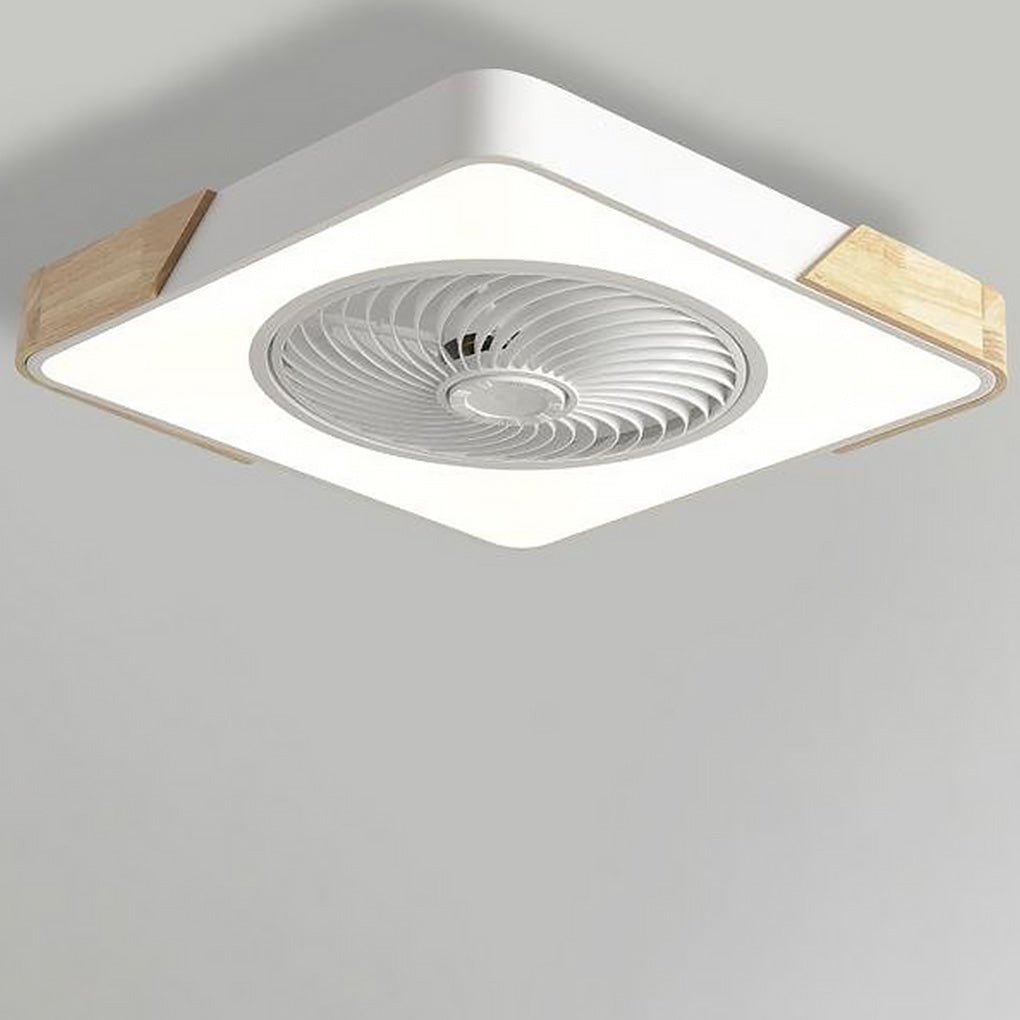 Modern Flush Mount Bladeless Ceiling Fan with Integrated LED Light and Remote Control
