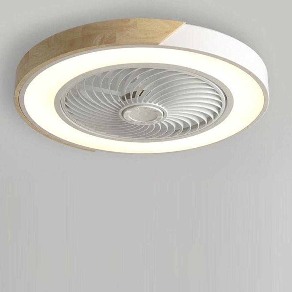 Modern Flush Mount Bladeless Ceiling Fan with Integrated LED Light and Remote Control