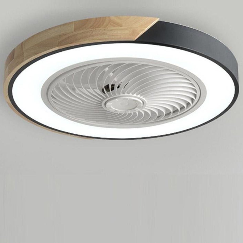Modern Flush Mount Bladeless Ceiling Fan with Integrated LED Light and Remote Control