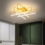 Modern Dimmable LED Geometric Lantern Flush Mount Ceiling Light Fixture for Living Room