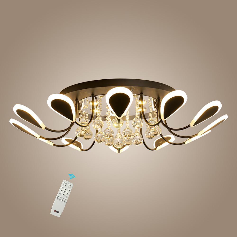 Modern Flower Petal Dimmable LED Crystal Flush Mount Ceiling Lamp