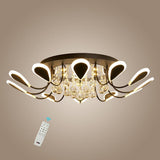 Modern Flower Petal Dimmable LED Crystal Flush Mount Ceiling Lamp