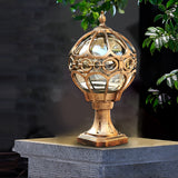 Black Aluminum Round Ball Fence Post Light Waterproof Outdoor Garden Pillar Lamp