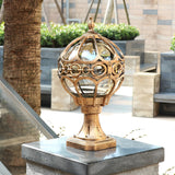 Black Aluminum Round Ball Fence Post Light Waterproof Outdoor Garden Pillar Lamp
