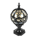 Black Aluminum Round Ball Fence Post Light Waterproof Outdoor Garden Pillar Lamp