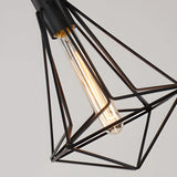Black Geometric Iron Cage Pendant Light Industrial Retro Style Chandelier
