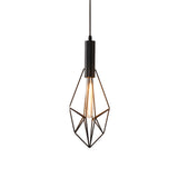 Black Geometric Iron Cage Pendant Light Industrial Retro Style Chandelier