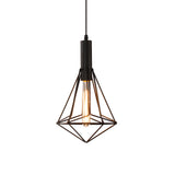Black Geometric Iron Cage Pendant Light Industrial Retro Style Chandelier